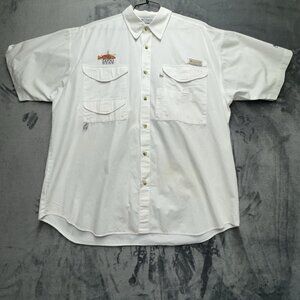 Columbia Vented Fishing Shirt Men's L White PFG Outdoors Hunting Button Up